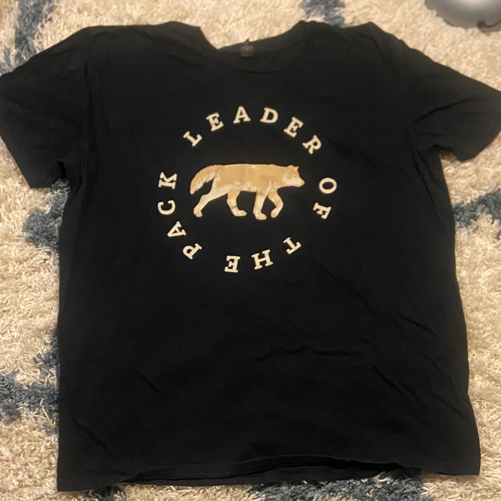 Anvil Black mens T-Shirt with Gold Wolf Design